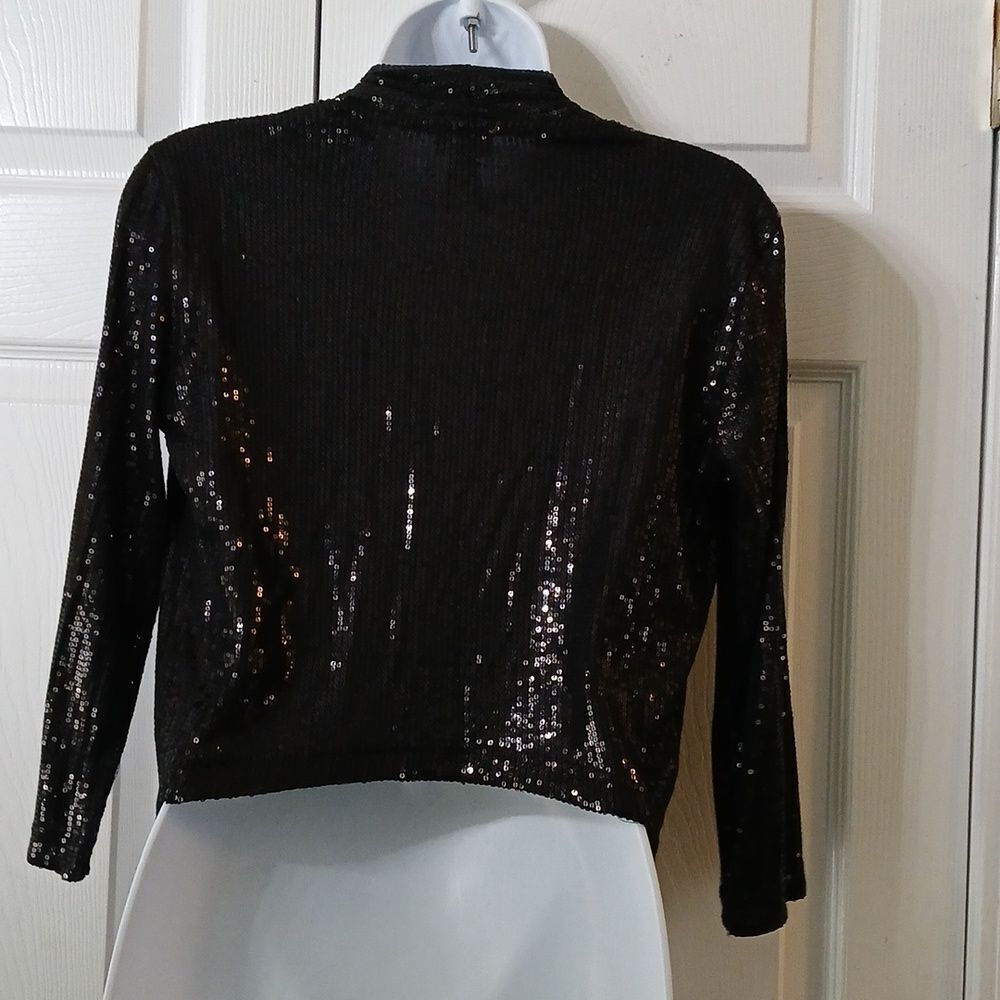 Dynamite Black Sequin Open Front Classy Cardigan … - image 4